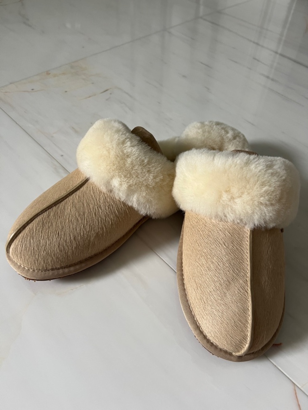 Australia Luxe Collective Summer Mule in Almond with Cream Shearling